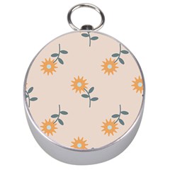 Flowers Continuous Pattern Nature Silver Compasses by HermanTelo