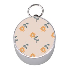 Flowers Continuous Pattern Nature Mini Silver Compasses