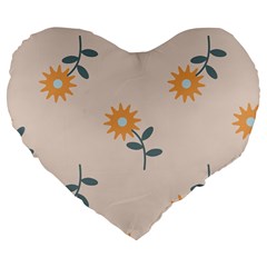 Flowers Continuous Pattern Nature Large 19  Premium Flano Heart Shape Cushions