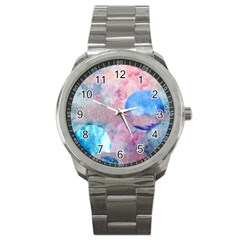 Abstract Clouds And Moon Sport Metal Watch by charliecreates