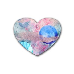 Abstract Clouds And Moon Rubber Coaster (heart)  by charliecreates