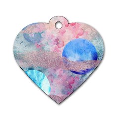 Abstract Clouds And Moon Dog Tag Heart (two Sides) by charliecreates