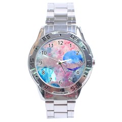 Abstract Clouds And Moon Stainless Steel Analogue Watch by charliecreates