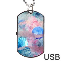 Abstract Clouds And Moon Dog Tag Usb Flash (one Side) by charliecreates