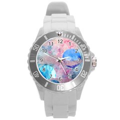 Abstract Clouds And Moon Round Plastic Sport Watch (l) by charliecreates