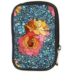 Stained Glass Roses Compact Camera Leather Case by WensdaiAmbrose