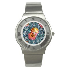 Stained Glass Roses Stainless Steel Watch by WensdaiAmbrose