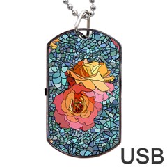 Stained Glass Roses Dog Tag Usb Flash (two Sides) by WensdaiAmbrose