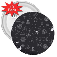 Witchcraft symbols  3  Buttons (10 pack) 