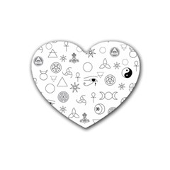 Witchcraft Symbols  Heart Coaster (4 Pack)  by Valentinaart