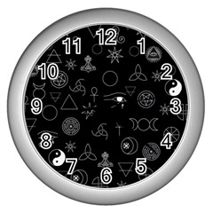 Witchcraft Symbols  Wall Clock (silver) by Valentinaart