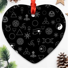 Witchcraft Symbols  Heart Ornament (two Sides) by Valentinaart