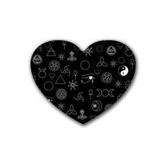 Witchcraft Symbols  Heart Coaster (4 Pack)  by Valentinaart