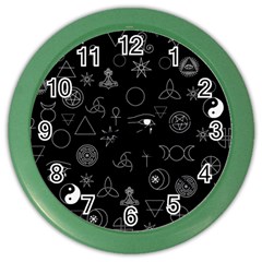 Witchcraft Symbols  Color Wall Clock by Valentinaart