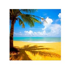 Beach With Palm Trees Small Satin Scarf (square) by FreeShippingWorldwide