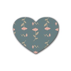 Florets Rose Flower Heart Coaster (4 Pack) 