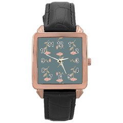 Florets Rose Flower Rose Gold Leather Watch  by HermanTelo