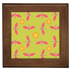 Dragonfly Sun Flower Seamlessly Framed Tiles by HermanTelo