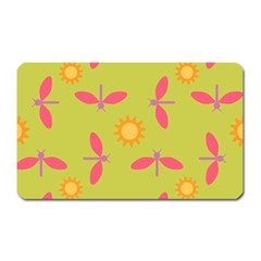 Dragonfly Sun Flower Seamlessly Magnet (rectangular) by HermanTelo