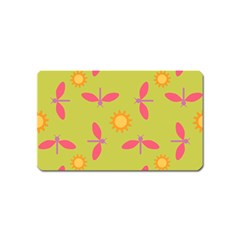 Dragonfly Sun Flower Seamlessly Magnet (name Card) by HermanTelo