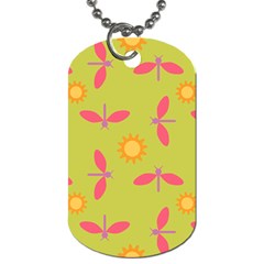 Dragonfly Sun Flower Seamlessly Dog Tag (one Side)