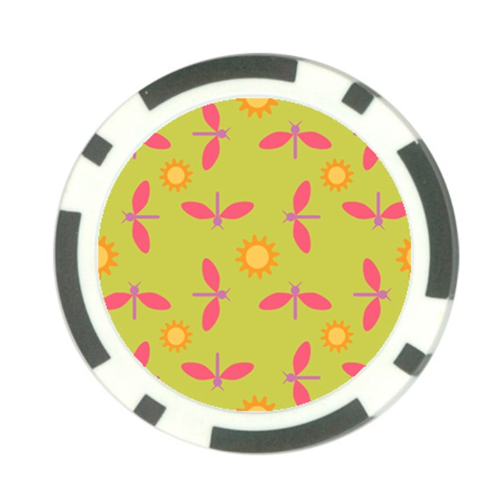 Dragonfly Sun Flower Seamlessly Poker Chip Card Guard