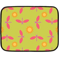 Dragonfly Sun Flower Seamlessly Fleece Blanket (mini)