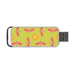 Dragonfly Sun Flower Seamlessly Portable Usb Flash (one Side) by HermanTelo