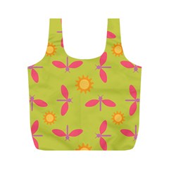 Dragonfly Sun Flower Seamlessly Full Print Recycle Bag (m)