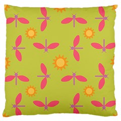 Dragonfly Sun Flower Seamlessly Large Flano Cushion Case (two Sides)