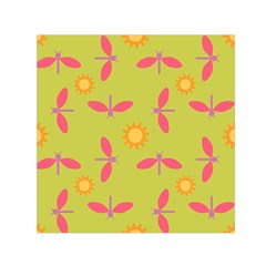 Dragonfly Sun Flower Seamlessly Small Satin Scarf (square)