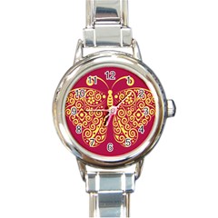 Butterfly Insect Bug Decoration Round Italian Charm Watch by HermanTelo