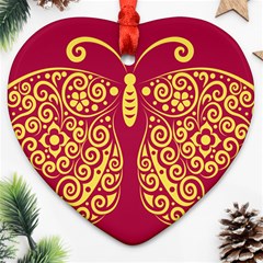 Butterfly Insect Bug Decoration Heart Ornament (two Sides) by HermanTelo