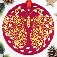 Butterfly Insect Bug Decoration Ornament (round Filigree)