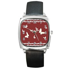 Heart Love Butterflies Animal Square Metal Watch