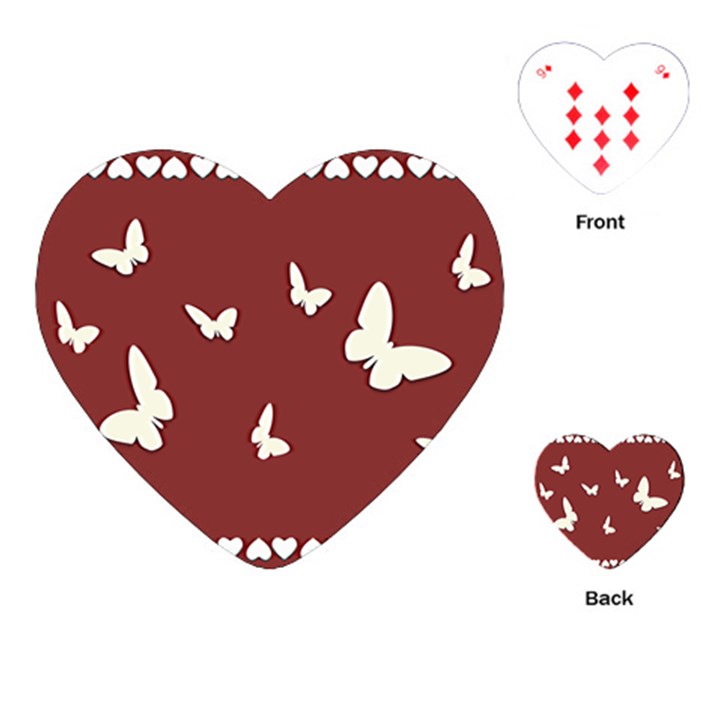 Heart Love Butterflies Animal Playing Cards (Heart)