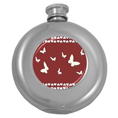 Heart Love Butterflies Animal Round Hip Flask (5 Oz)