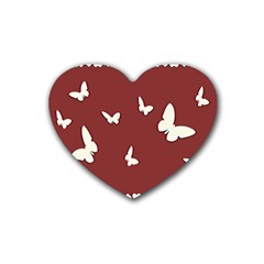 Heart Love Butterflies Animal Rubber Coaster (heart)  by HermanTelo