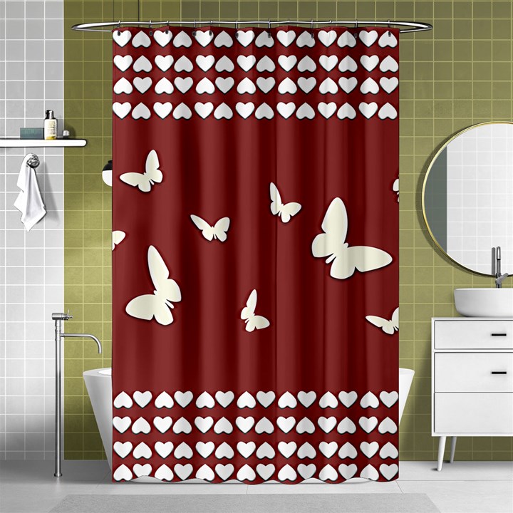 Heart Love Butterflies Animal Shower Curtain 48  x 72  (Small) 