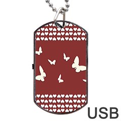 Heart Love Butterflies Animal Dog Tag Usb Flash (two Sides) by HermanTelo