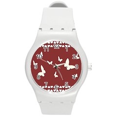 Heart Love Butterflies Animal Round Plastic Sport Watch (m) by HermanTelo