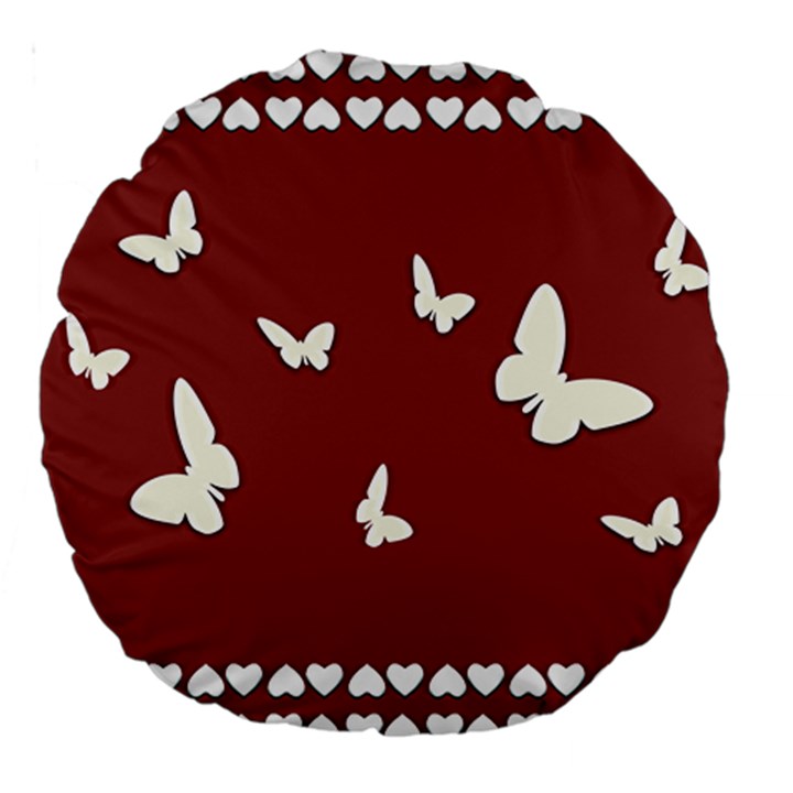 Heart Love Butterflies Animal Large 18  Premium Round Cushions