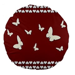 Heart Love Butterflies Animal Large 18  Premium Flano Round Cushions