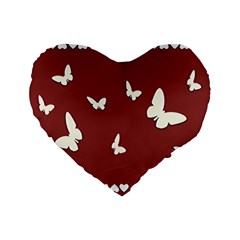 Heart Love Butterflies Animal Standard 16  Premium Flano Heart Shape Cushions