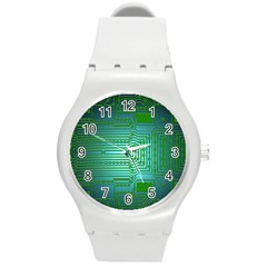 Board Conductors Circuits Round Plastic Sport Watch (m) by HermanTelo