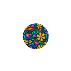 Floral Paisley Background Flower Green 1  Mini Buttons