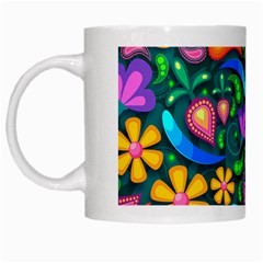 Floral Paisley Background Flower Green White Mugs by HermanTelo