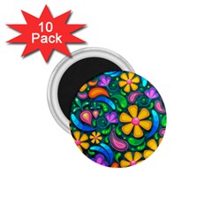 Floral Paisley Background Flower Green 1 75  Magnets (10 Pack)  by HermanTelo