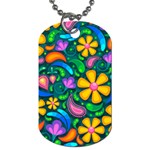 Floral Paisley Background Flower Green Dog Tag (One Side) Front