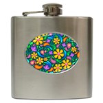 Floral Paisley Background Flower Green Hip Flask (6 oz) Front